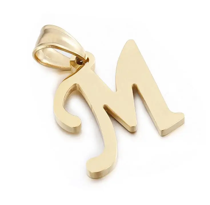 Мужские и женские унисекс модные золотые гладкие 26 Альфабет заглавные буквы