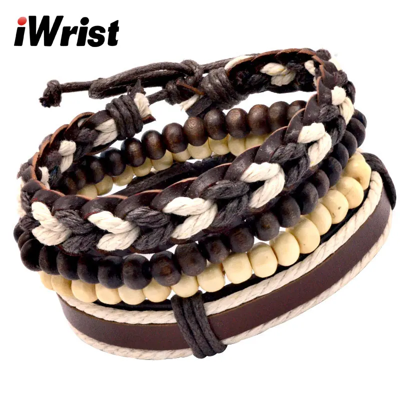 IWrist 2019 унисекс Винтаж мульти-Многослойный кожаный браслет плетеный ручной