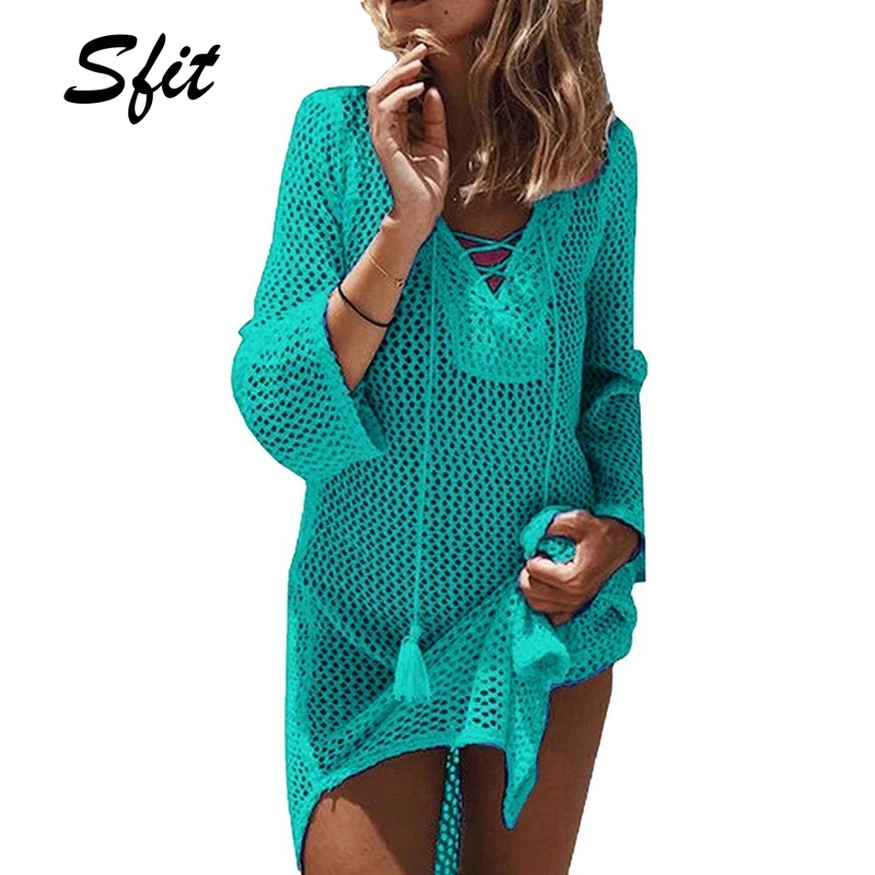Sfit новый пляжный Чехол Бикини вязаный крючком галстук с кисточками пляжная