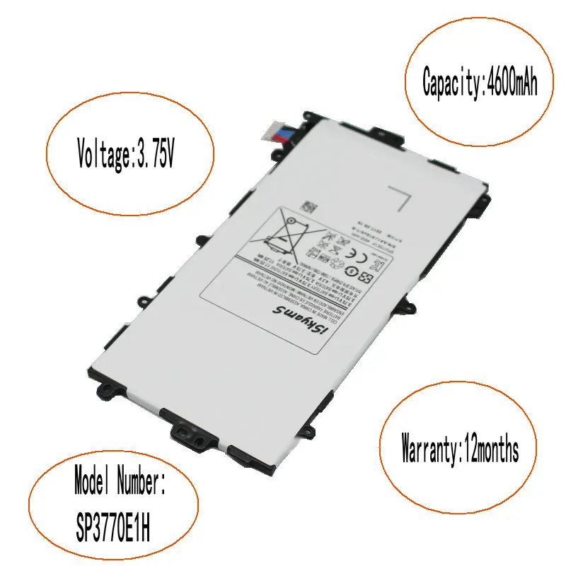 ISkyamS 1x4600 мА/ч SP3770E1H запасная батарея для Samsung Galaxy Note 8 0 3G с функцией GT N5100 N5110 N5120