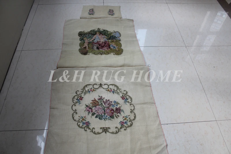

Free Shipping 20K Vintage Pre Worked Floral Needlepoint Canvas Tapestry Seat Cover Unfinished