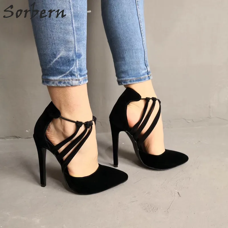 Женские туфли лодочки Sorbern черные вечерние с острым носком большие размеры