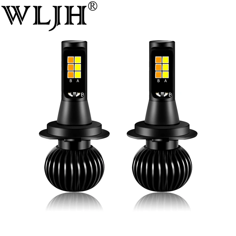WLJH H7 светодиодный противотуманный светильник DRL двухцветная противотуманная