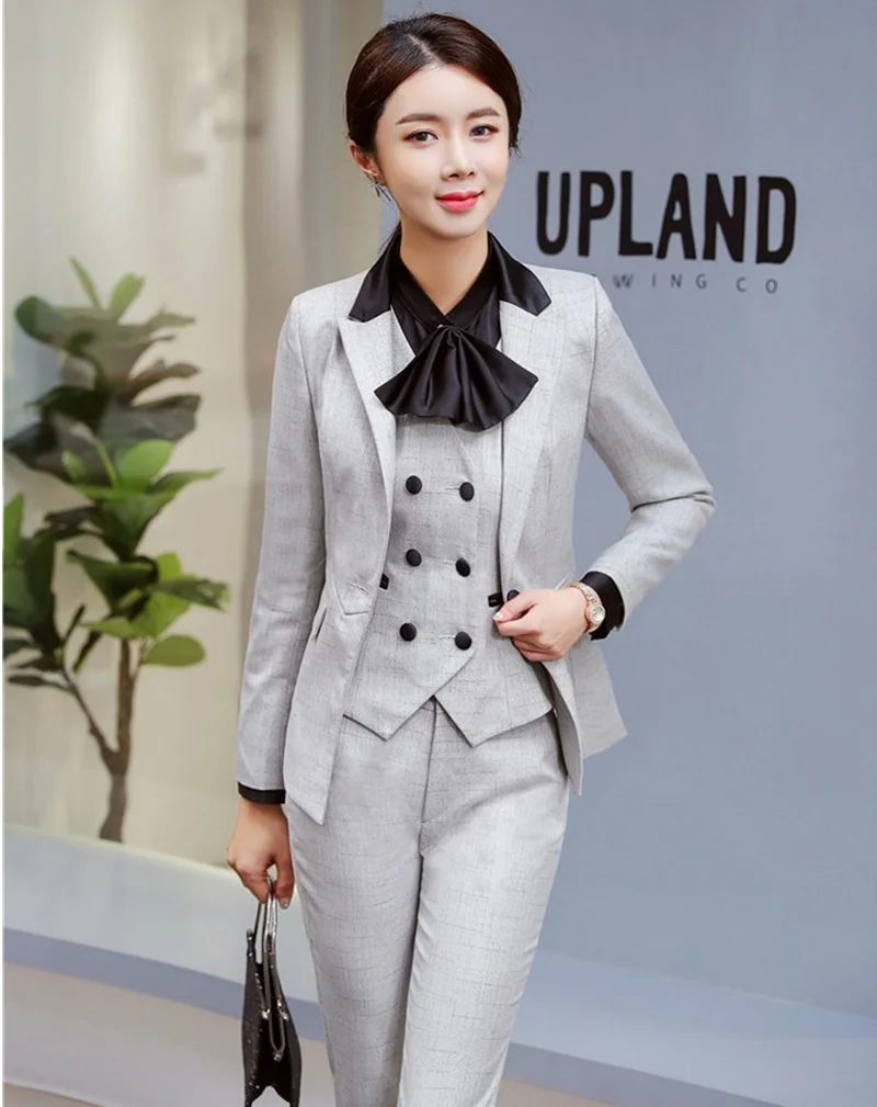 Высокое качество ткани 3 шт наборы со штанами и куртками жилетом Наборы для дам