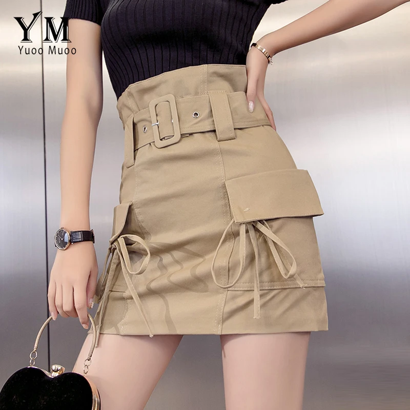 YuooMuoo винтажные юбки с высокой талией и большими карманами женская летняя юбка