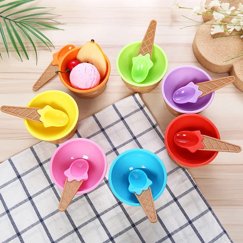 1Set Ice Cream Bowl Spoon Clear/Fluffy Slime Box fashion Kids Food Play Toys For Children Charms Clay DIY Kit Accessories