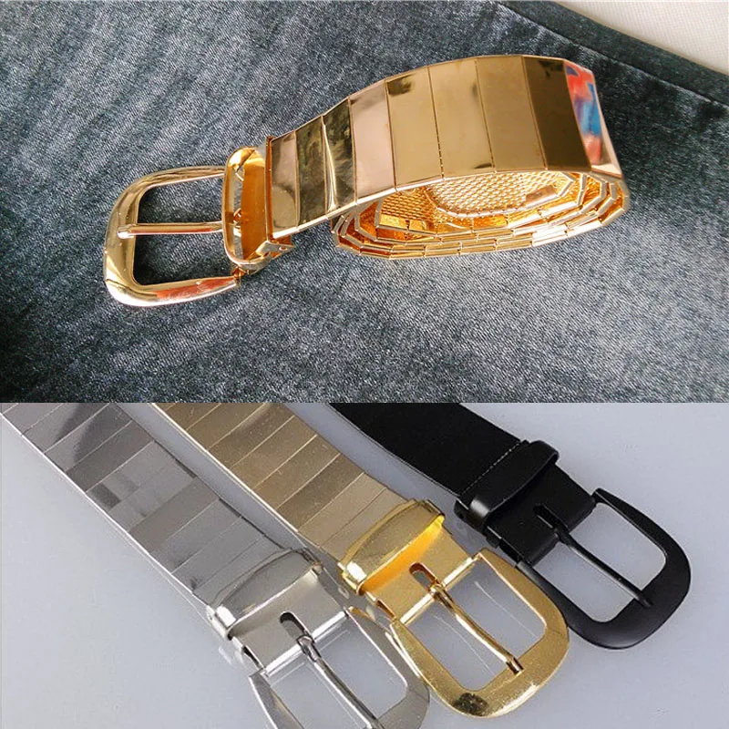New fashion men all metal alloy belts metal pin buckle metal belt / gold silver black men and women belts accessories