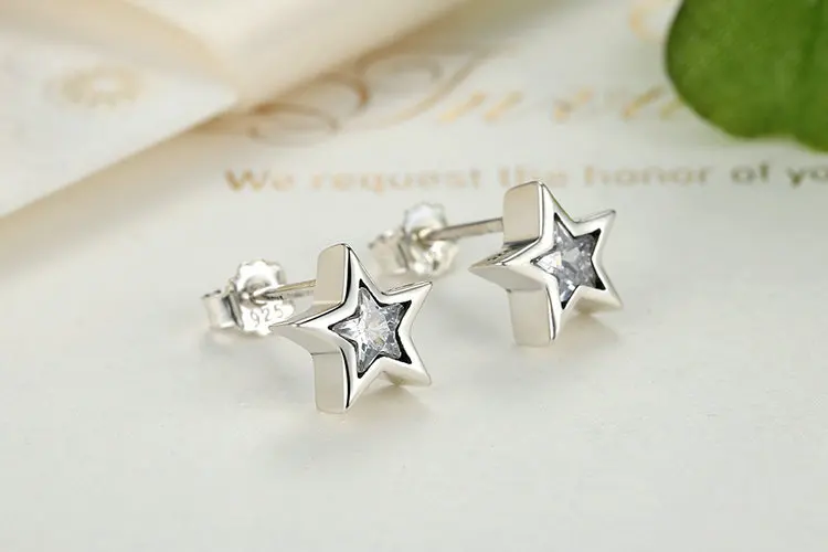 AliExpress,, 925 пробы, серебряные серьги-гвоздики Starshine в форме звезды для женщин, женские подлинные оригинальные ювелирные изделия, подарок XCHS436