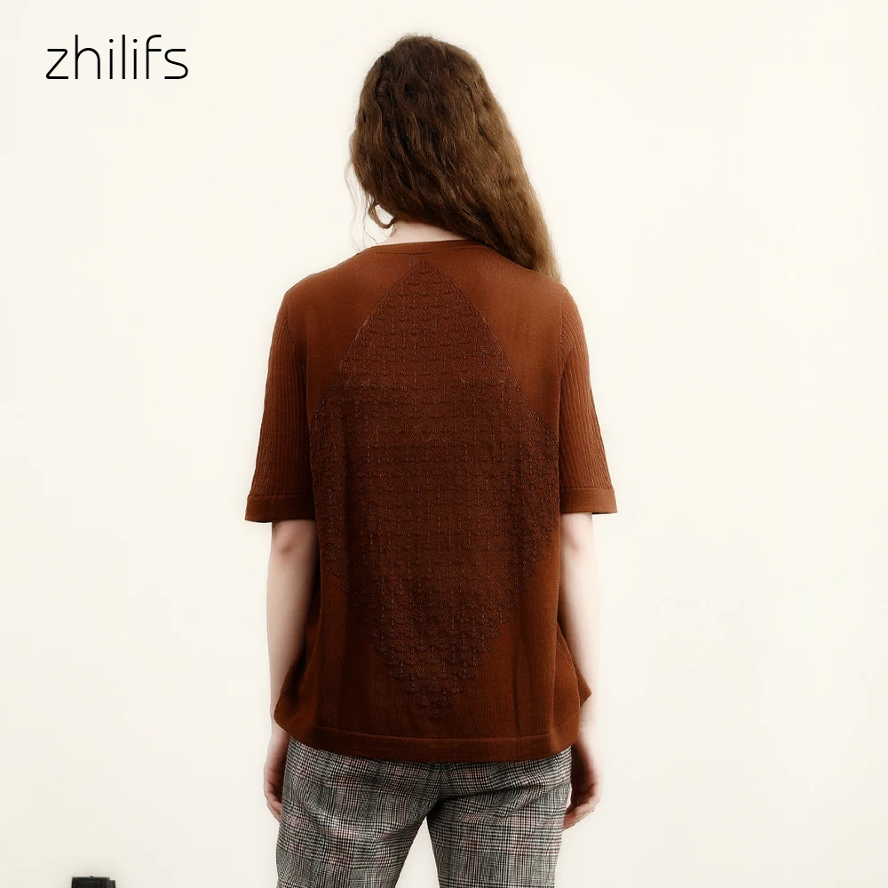 Женский трикотажный свитер Zhilifs с коротким рукавом на весну-лето 2019 |