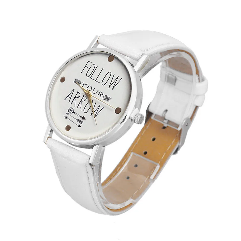 White Женские наручные часы montre femme, Новое поступление, кожаный ремешок, цитата, аналоговые кварцевые часы Vogue, Прямая поставка& Ff - Цвет: White