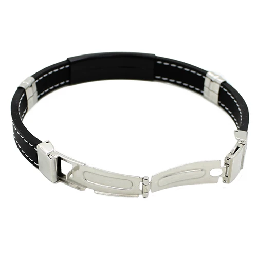 Модный Черный резиновый браслет из нержавеющей стали для мужчин и мальчиков |