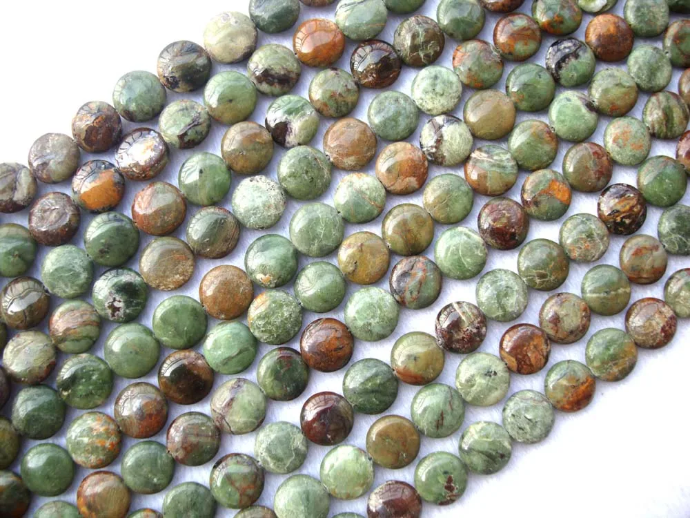 Плоская монета с Африканским зеленым опалом/круглые бусины россыпью для