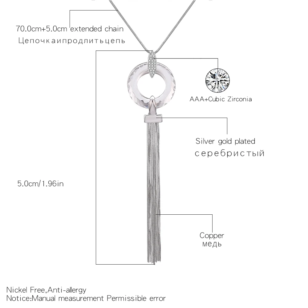 Новый Винтажный Длинный кулон с кисточкой ожерелье цвет прозрачный австрийский