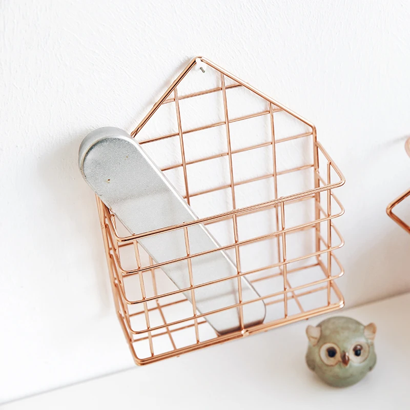 Металлическая корзина для хранения цвета розового золота элегантный подвесной