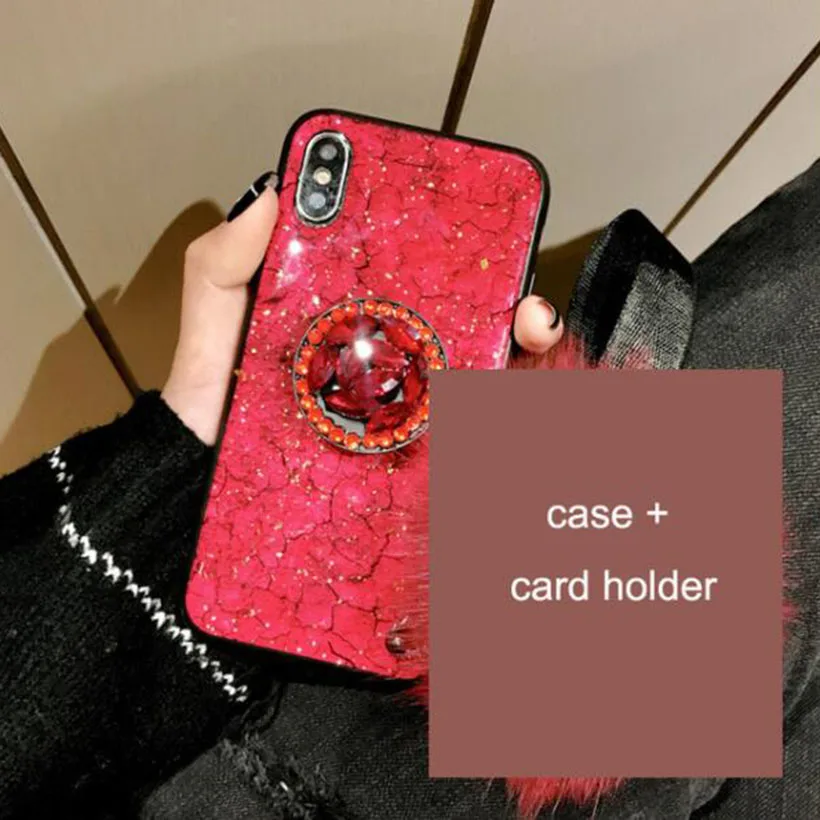 Red With Holder Мрамор зерна кожаный держатель кошелек чехол для samsung Galay S8 S9 S10 рlus Lite S10E S7 край J2 Pro J4 J6 Prime J5 J7 крышка - Цвет: Red With Holder