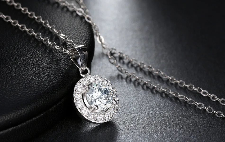 ORSA JEWELS 925 пробы Серебряное ожерелье для женщин большой круглый 12 мм кулон с роскошным AAA цирконием Серебро 925 ювелирное изделие подарок OSN43