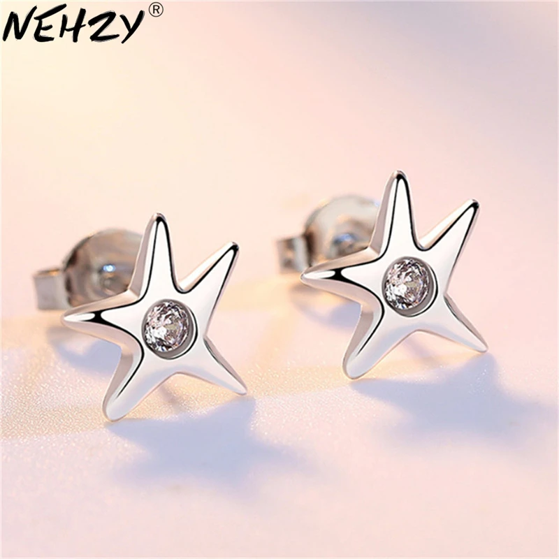 Новые женские модные ювелирные изделия серебряные серьги гвоздики с фианитом