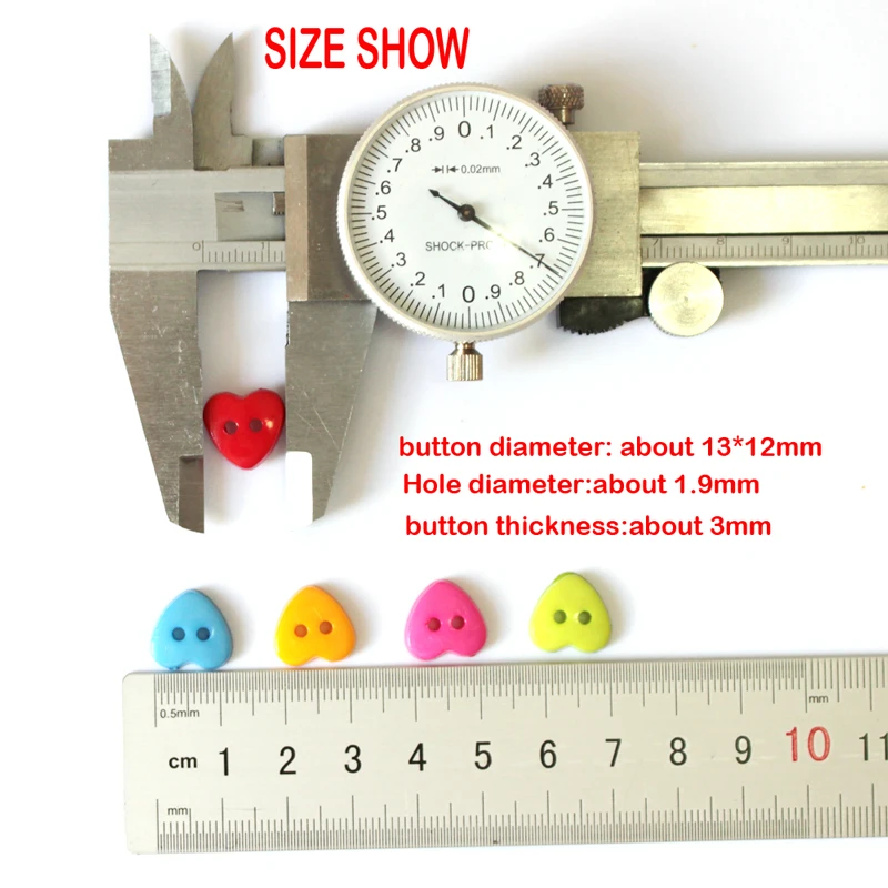 Круглые мини-кнопки смешанного цвета в форме сердца 1000 шт. 3 формы смешанные