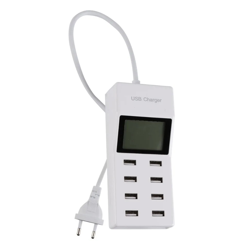 Универсальный дорожный адаптер переменного тока с 8 USB портами и светодиодным