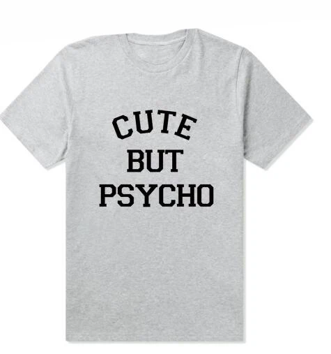Женская футболка s Cute but Psycho женские летние черные рубашки с коротким рукавом