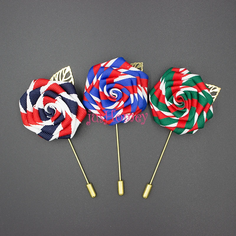 1 шт. ручная работа полосатая корсажная лента бутоньерка Роза заколка для лацкана