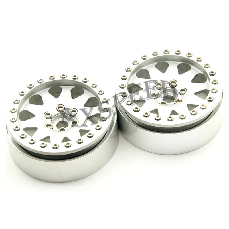 AXSPEED серебро 2 сплавочных ободьев дюймов колёсные диски для 1/10 RC D90 SCX10 CC01 D110 Рок