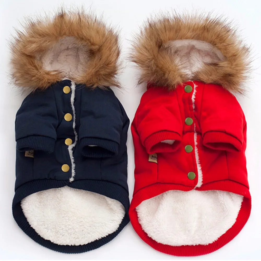 Pet Dog Cat Fur collar Ox horn Button Warm With Thick Coat Sweater Clothes Hood ropa de perro | Дом и сад