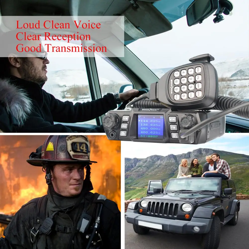 Mobile Ham Radio Transceiver VHF UHF Mobile Radio Dual Band Quad Standby Vehicle Transceiver with Programming Cable & Software enlarge