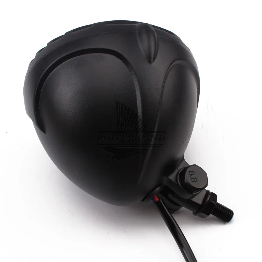 Motorcycle Universal For HD Cafe Chopper Racer Metal Finned Grill Clear Lens H4 Headlight Old School Scalloped Vintage |