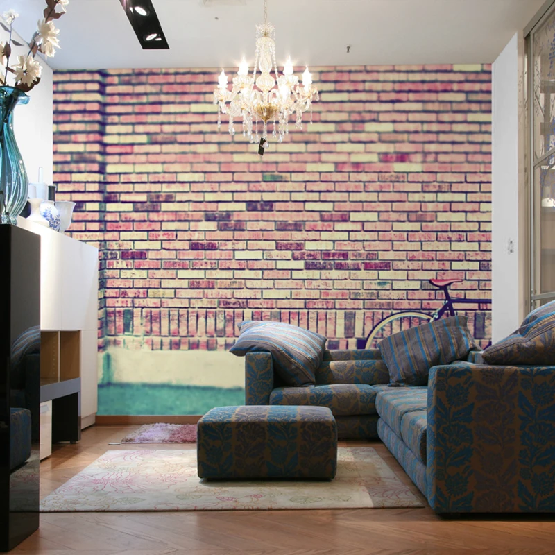 Фотообои нестандартного размера с 3D кирпичной стеной для гостиной ТВ ванной