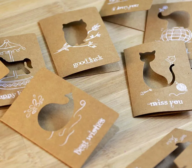 Бесплатная доставка! 1 партия = 80 шт.! Милые бумажные поздравительные карты ручной