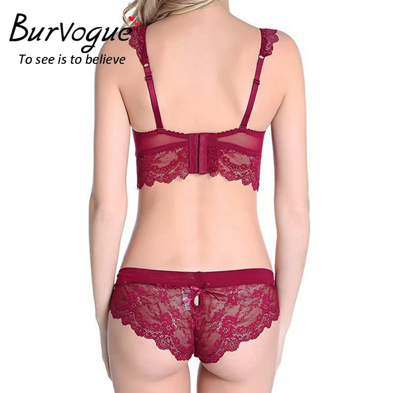Burvogue новые кружевные комплекты нижнего белья размера плюс, ультратонкие сексуальные комплекты нижнего белья, женские хлопковые удобные бюстгальтеры пуш-ап, 3 шт./лот