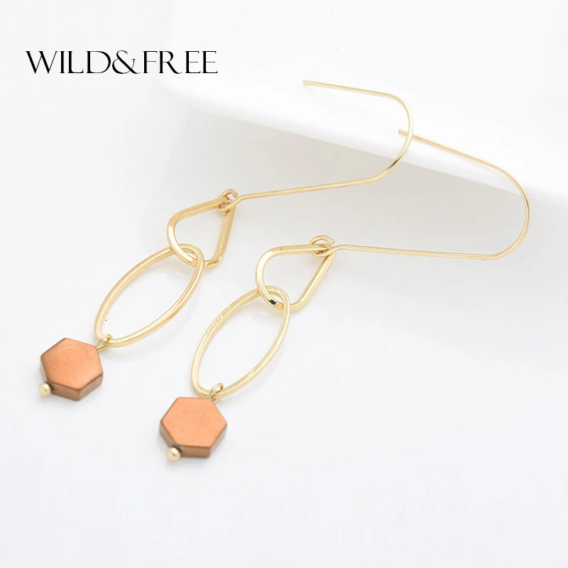 

Fashion Korean Simple Geometric Stone Earrings Alloy Gold Color Big Hook Hollow Dangle Earrings Jewelry Women Brincos Pendientes