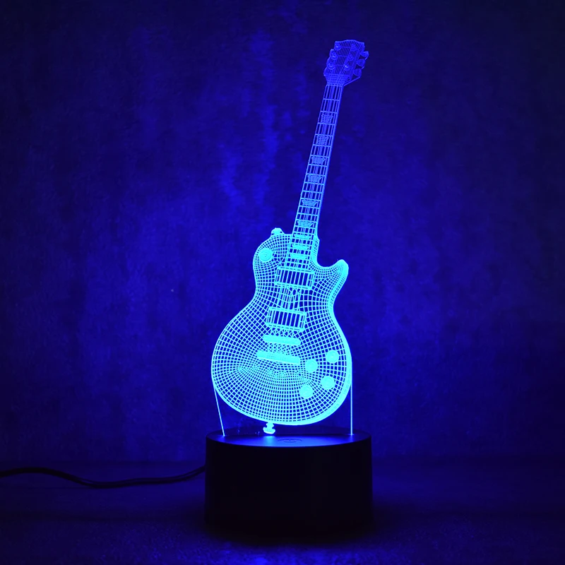 3D Электрогитары нота Saxphone фортепиано Органы лампы 7 Красочные USB Настольный младенца спать ночью свет с сенсорным дистанционного Управление