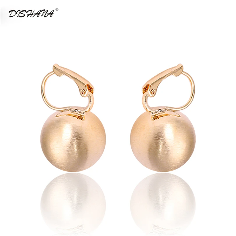 Женские серьги крючки в стиле ретро блестящие золотистые гвоздики форме шара