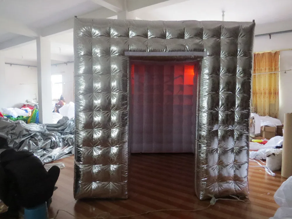 DHL 2,5 м квадратный Светодиодный Надувные Photo Booth Щепка Цвет блестящие Портативный фотокабина кабина для вечерние события весело