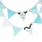 12 шт. 3,2 м Элегантные Синие хлопчатобумажные тканевые булочки треугольный флаг гирлянда на день рожденияДетский праздник сделай сам украшение для дома