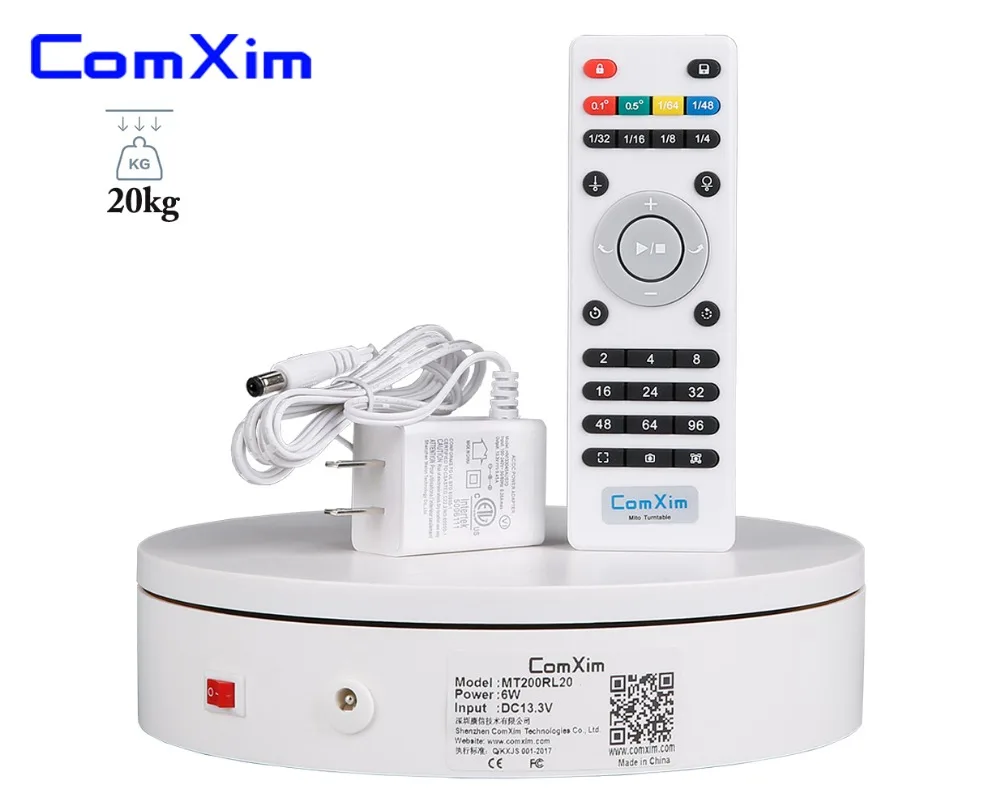 ComXim MT200RL20 20 см 7.87in пульт дистанционного управления, направление скорости 360 °, Электрический вращающийся стол для фотографий, для отображения 3D сканирования