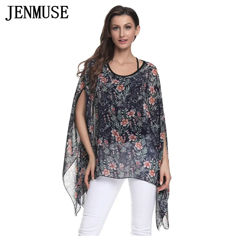 Женские шифоновые топы Jenmuse летние однотонные повседневные рубашки большого