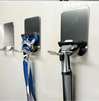 1pc stainless steel razor rack razor holder wall hook hangers towel sucker bathroom accessories shaver storage rack ok 0725