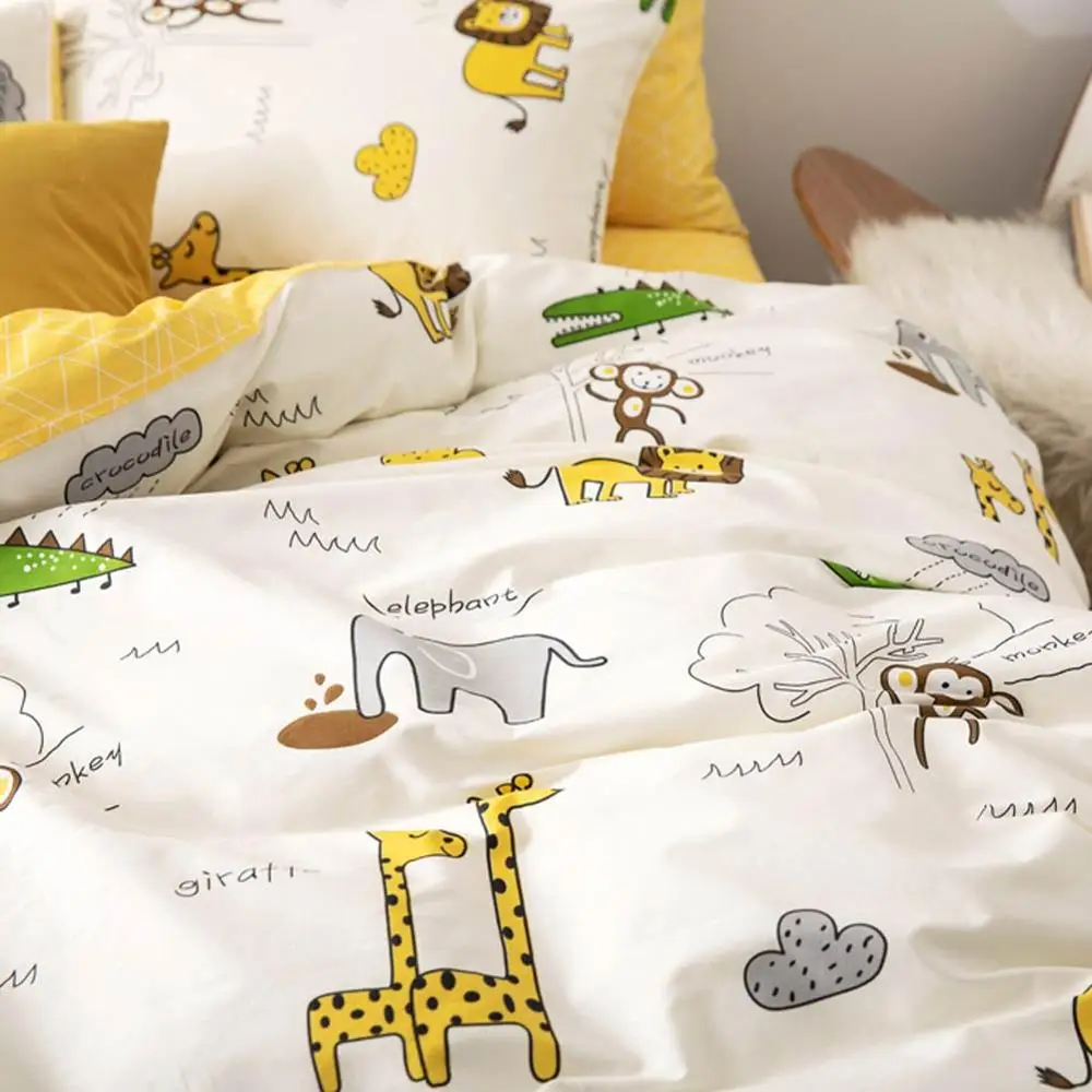 Комплект постельного белья из хлопка с принтом папа и мима Жираф Лев Королева