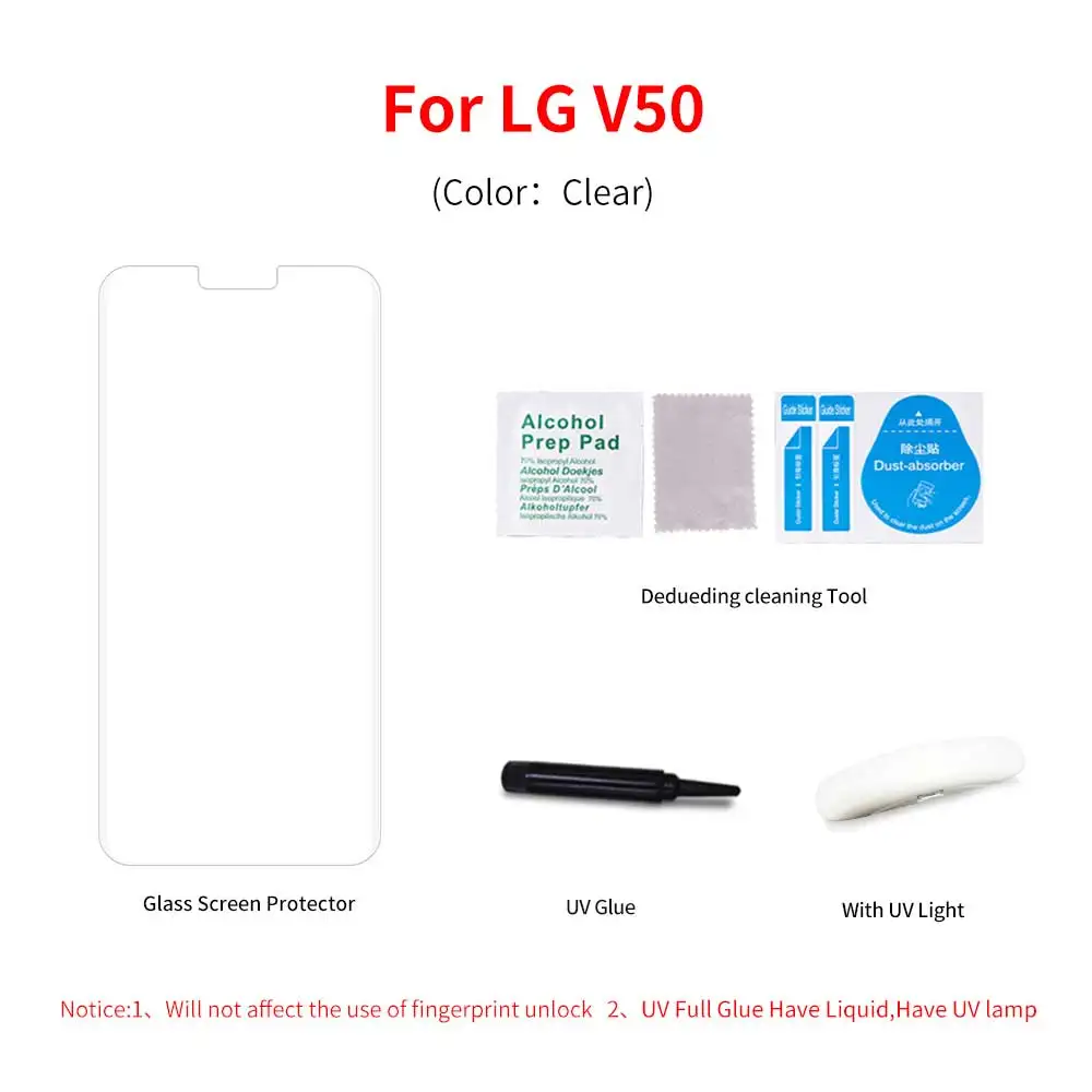 LG V50 1pcs Полный клей УФ закаленное стекло для экрана пленка для LG V30 V40 V50 G7 G8 полное покрытие 3D УФ светильник жидкая пленка для LG V50 LG G8 - Цвет: LG V50 1pcs