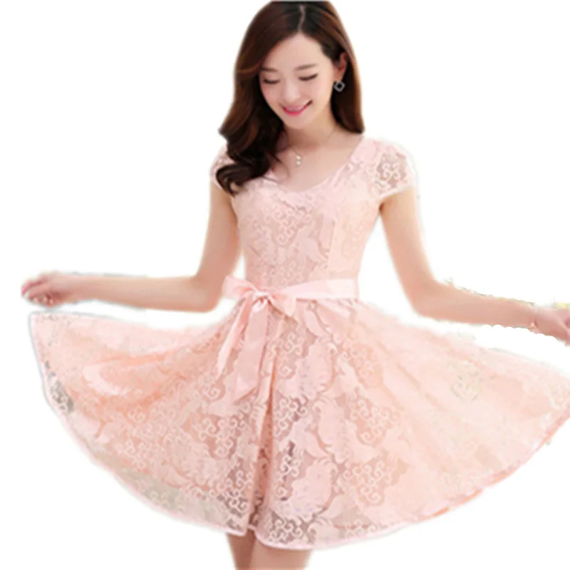 Женское летнее платье с коротким рукавом и V образным вырезом|lace dress|print dressdress fashion