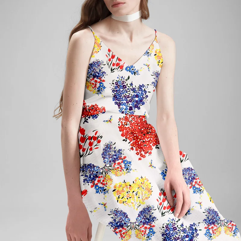 Шелковая ткань крепдешина индивидуальная с принтом модная для платья шелковая