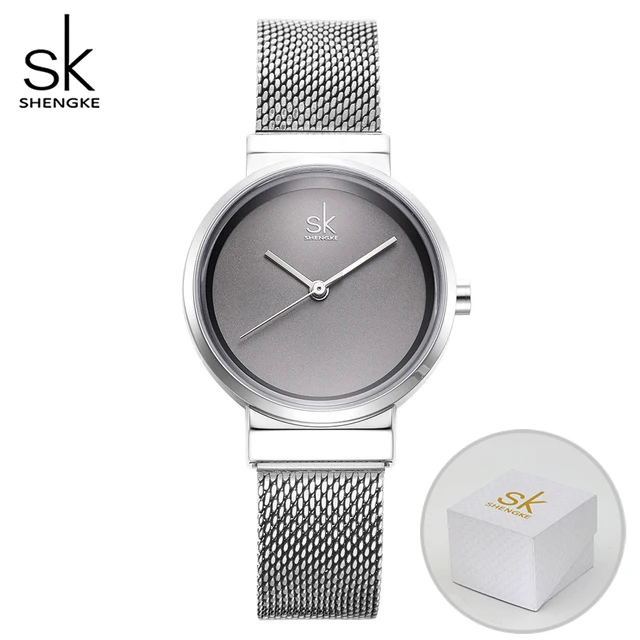 11K0083L01-Box SHENGKE простые серые часы женские модные кварцевые часы люксовый бренд наручные часы для женщин часы стиль Relogio Feminino - Цвет: 11K0083L01-Box