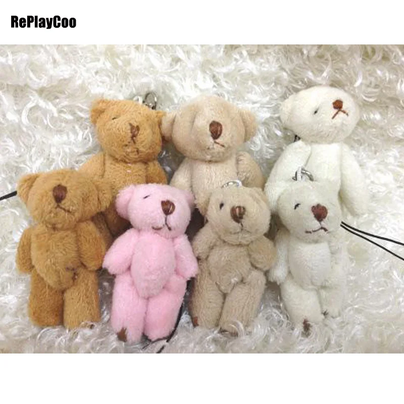 

100pcs/lot Mini Teddy Bear Stuffed Plush Toys Small Bear Stuffed Toys With Chain 6CM pelucia Pendant Kids Birthday Gift 032