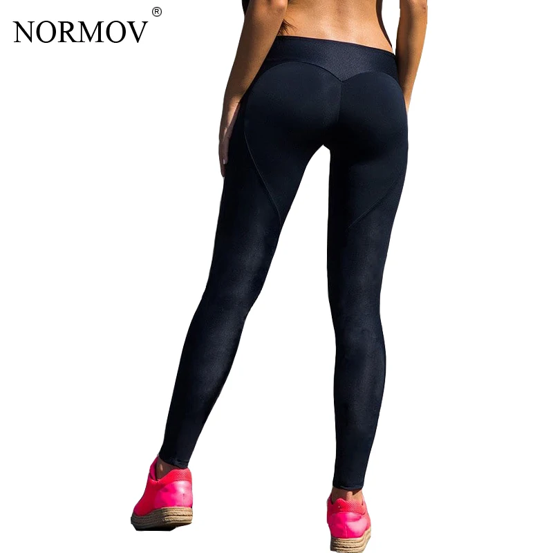 NORMOV S XL Сексуальная Push Up Черный Леггинсы Женщины Тренировки Сетка Лоскутное Femme