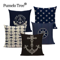 blue nautical throw pillows velvet anchor sea style throw case sofa home car decorative custom printing cushion pillow case cove