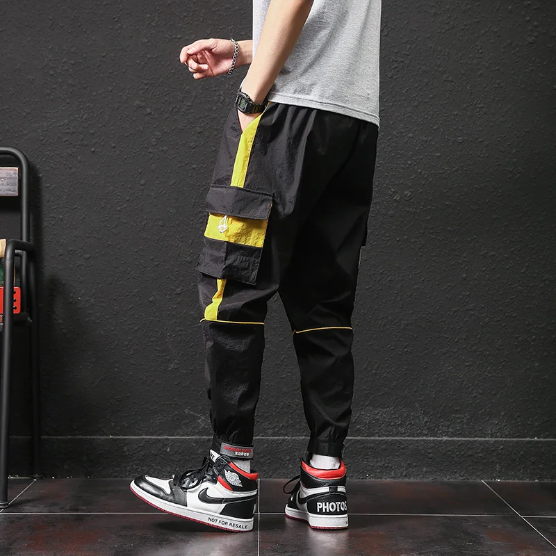 Мужские шаровары с эластичным поясом повседневные брюки в стиле панк хип хоп