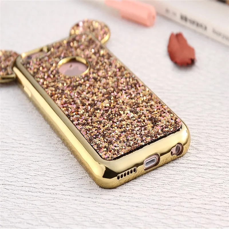 Милый блестящий чехол для телефона на ухо Микки Мауса Для iPhone X XS XR MAX 6 6s 7 Plus яркий